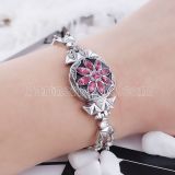 20MM design snap silver Antique plated with rose-red rhinestone KC5452 snaps jewelry