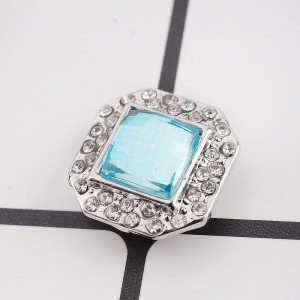 18MM snap Silver Plated with light blue and clear Rhinestones KC9629 snaps jewelry