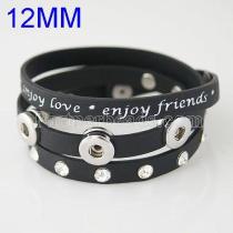 60CM PU bracelets fit 12MM snaps chunks