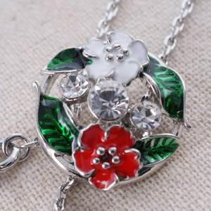 20MM flower snap Silver Plated with multicolor Enamel and Rhinestones KC8813 snaps jewelry