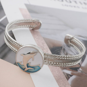 20MM dolphin snap Silver Plated with enamel KC9874 snap jewelry