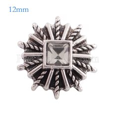 12MM snap Antique sliver Plated with white rhinestone KS6162-S snaps jewelry