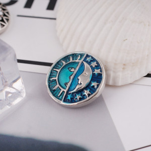 20MM Sun and Moon snap Silver Plated with Enamel KB6006 cyan