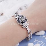 20MM design snap silver Antique plated with  rhinestone and black Enamel KC5437 snaps jewelry