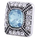 20MM Square snap Silver Plated with light Blue and clear rhinestones KC6089 snaps jewelry