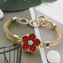 20MM flower snap gold Plated with rhinestone and  red enamel  KC9864 snaps jewelry