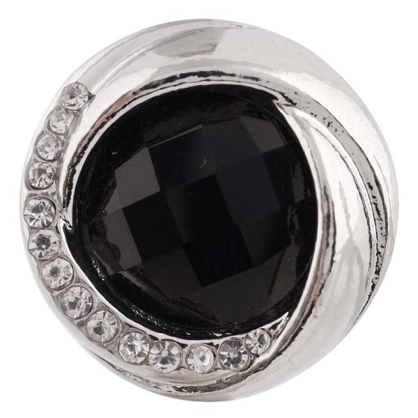 20MM design snap silver plated with black Rhinestone KC7448 interchangeable snaps jewelry