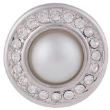 20MM Round snap Silver Plated white pearl KB5083  snaps jewelry