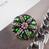 20MM design snap Antique silver plated with green Rhinestone KC6361 snaps jewelry