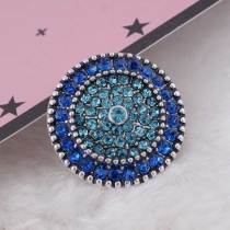 20MM round snap silver plated with blue rhinestones KC8848 interchangable snaps jewelry