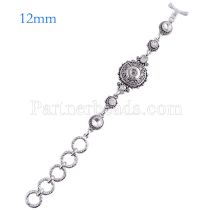 20CM 1 buttons snaps metal Bracelets with Rhinestones KS0985-S fit 12MM snaps chunks