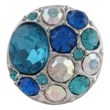 20MM round snap sliver plated with cyan rhinestone KC5666