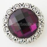 20MM Round snap Silver Plated with purple and clear rhinestone KB8647 snaps jewelry