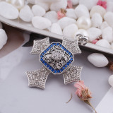 20MM Irregular shape snap Antique Silver Plated with blue rhinestone KB5238 snaps jewelry