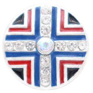 20MM round snap silver Plated with  Rhinestones  and blue enamel KC7802 snaps jewerly