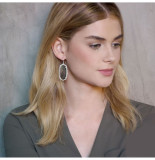 Kendra Scott style  Elle Drop Earrings black shell with silver plating Elle size