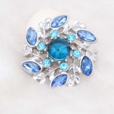 20MM flower snap Silver Plated with blue rhinestone KC7978 snaps jewelry