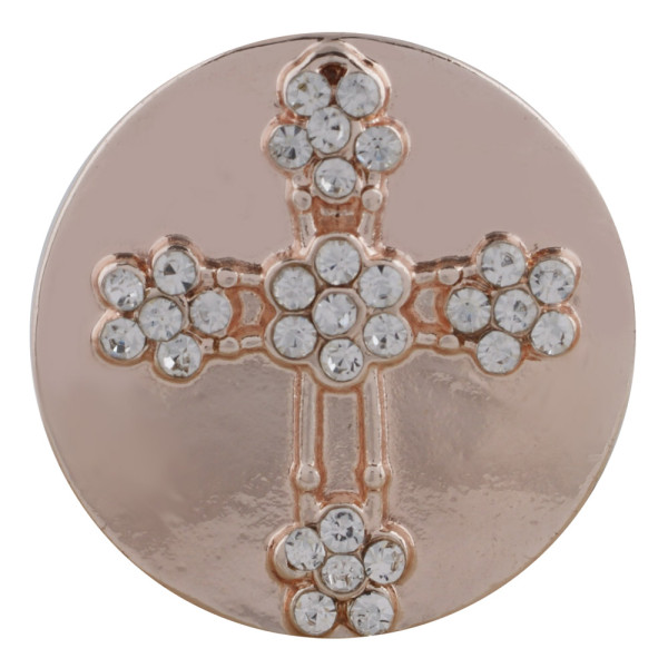 20MM cross Rose Gold Plated with white rhinestone KC7540 snaps jewelry