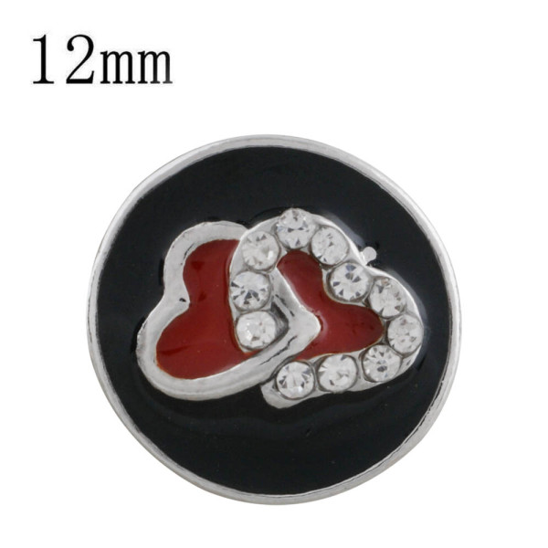 12MM love snap silver plated with black enamel KS6316-S snaps jewelry