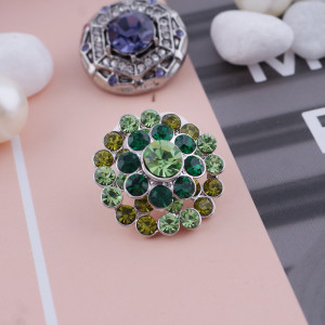 20MM Flower snap silver plated KC5211 with Gradient green Rhinestones interchangeable snaps jewelry