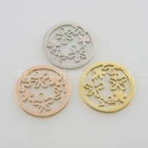 25MM stainless steel coin charms fit  jewelry size small flowers