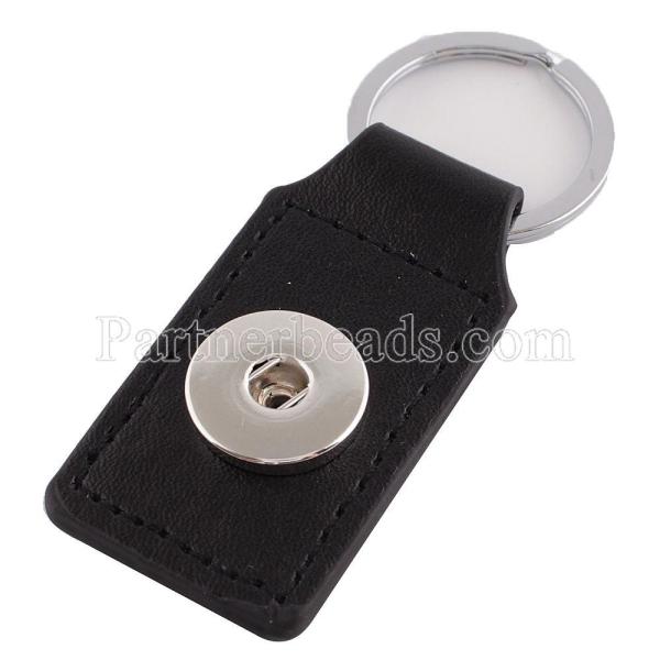 black pu leater fashion Keychain  buttons fit snaps chunks KC1111 Snaps Jewelry