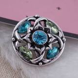20MM design snap Antique Silver Plated with blue Rhinestone KC8708 snaps jewelry
