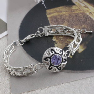 20MM design snap silver plated with purple Rhinestone and Enamel KC5535 snaps jewelry