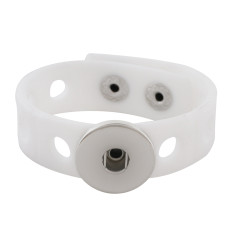 18cm kid junior style bracelet with 15mm width white silicone stretch fit 20mm snap button