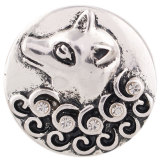 20MM Dog round snap Antique silver plated  KC7367 with white Rhinestone interchangeable snaps jewelry