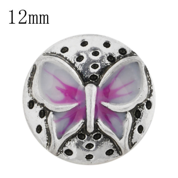 12mm Butterfly Small size snaps with purple Enamel for chunks jewelry