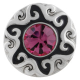 20MM design snap silver plated with rose-red Rhinestone and Enamel KC5536 snaps jewelry
