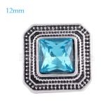12MM Square snap Antique sliver Plated with light blue rhinestone KS6147-S snaps jewelry