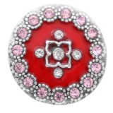 20MM design snap silver Plated with Rhinestones and red enamel  KC7765 snaps jewerly