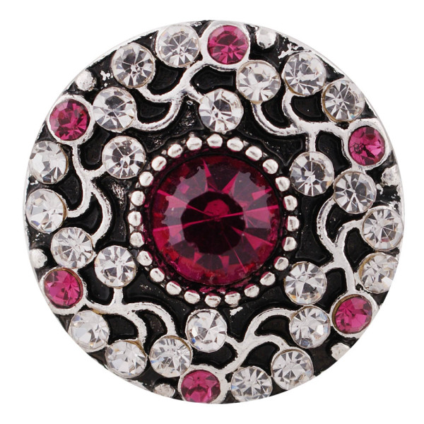 20MM design snap Antique Silver Plated with rose-red Rhinestones KC6379 snaps jewelry