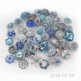 50pcs/lot Snap buttons 20mm Mix Blue, cyan, sapphire  mixmix colors
