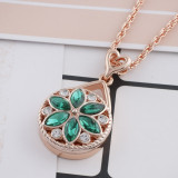 20MM round Rose-Gold Plated with green rhinestone KC7544 snaps jewelry