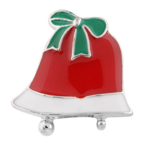 20MM Christmas bell snap Silver Plated with Rhinestone and Enamel KC6390 snaps jewelry
