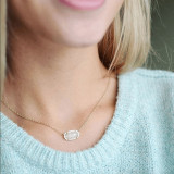 Kendra Scott style Elisa Pendant Necklace White shell with silver plating chain  0.8* 1.5cm pendant Elisa size