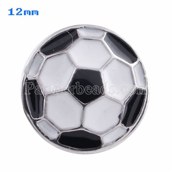 12mm Football snaps Silver Plated with white Enamel KS5054-S snap jewelry