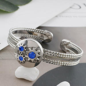 20MM flower snap sliver plated with blue rhinestone KC5668 snaps jewelry