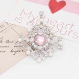 20MM snap Silver Plated with Pink rhinestone And pearls KC7841 snaps jewelry