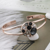 20MM design Rose Gold Plated with black rhinestone KC5641 snaps jewelry