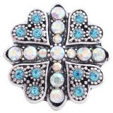 20MM love snap Silver Plated with blue Rhinestones KC8626 snaps jewelry