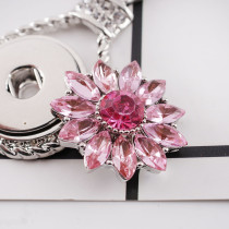 20MM Gear snap Silver Plated with Pink rhinestone KC9813 snap jewelry