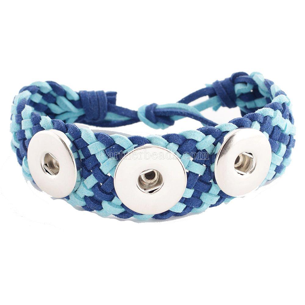 3 buttons Handmade two colours leather KC0609 new type bracelets fit