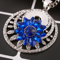 20MM Gear snap Silver Plated with Deep blue rhinestone KC9814 snap jewelry