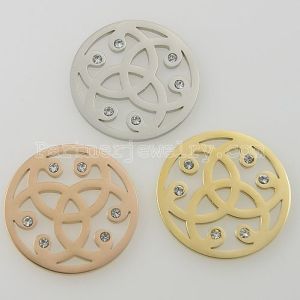 33MM stainless steel coin charms fit  jewelry size with crystal