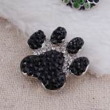 20MM Paws snap  Antique Silver Plated with black rhinestone KC7118 snaps jewelry