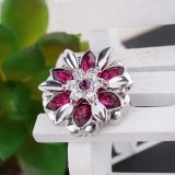20MM design snap silver plated with rose-red Rhinestone KC5502 snaps jewelry